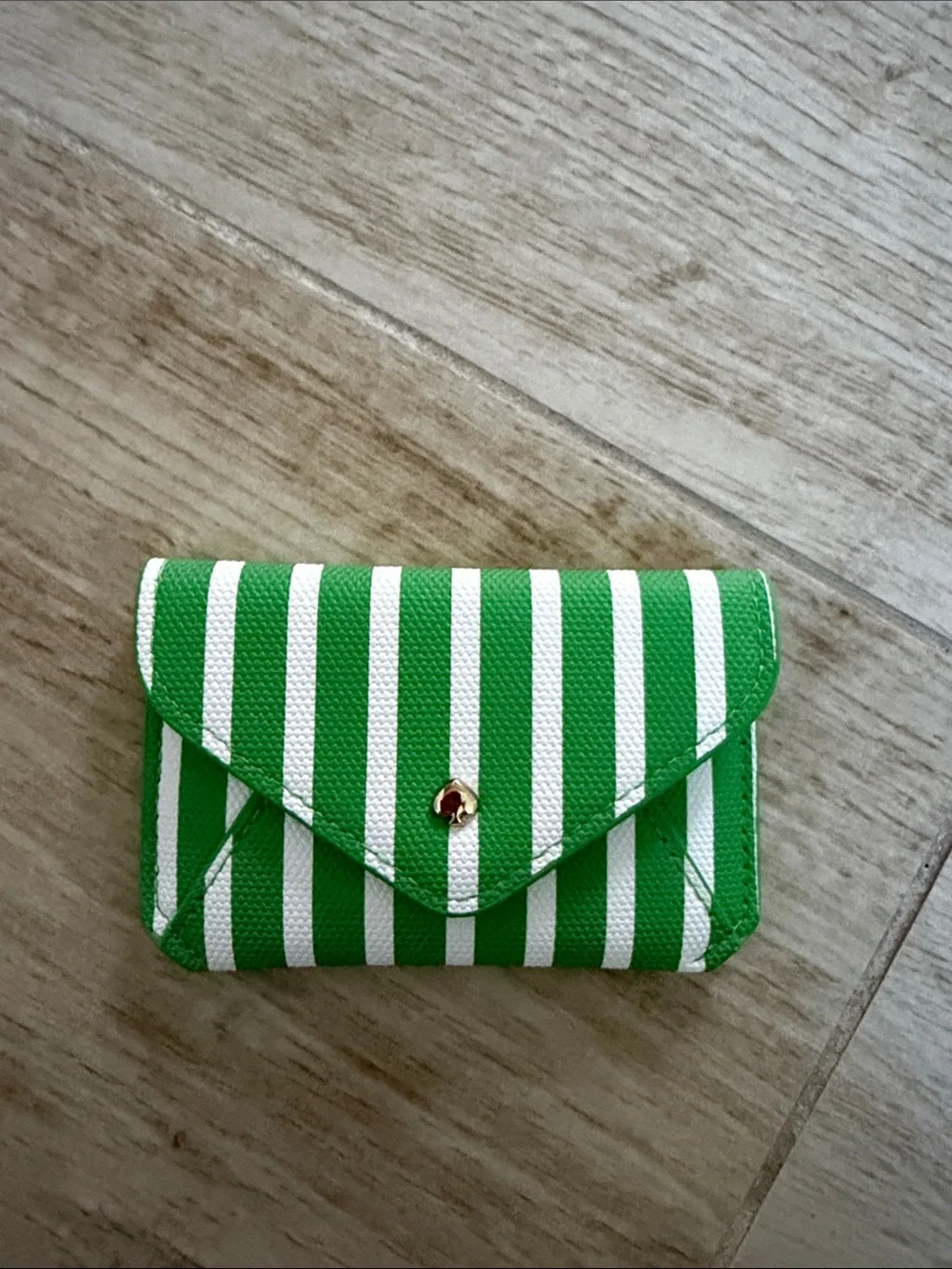 Green and White Striped Envelope Wallet - Women Bags Wallets